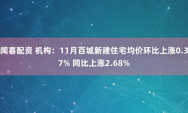 闻喜配资 机构：11月百城新建住宅均价环比上涨0.37% 同比上涨2.68%